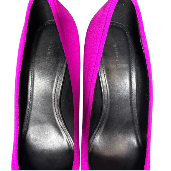 Balenciaga Hot Pink Knife Logo Pointed Toe Pumps EU 39/US 8.5 - Picture 4 of 11